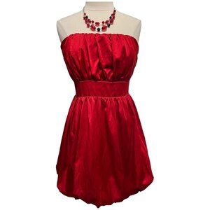 Vintage red satiny strapless dress